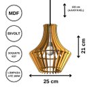 Ver imagem 3 de Luminária Teto tipo Pendente BAROLO MDF - Completa - Cor: Marrom