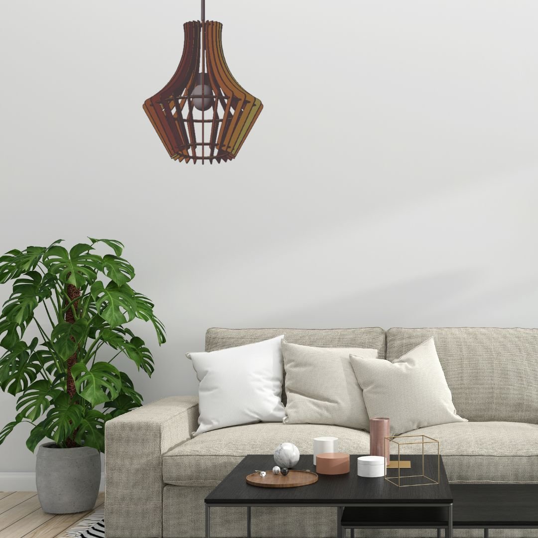 Luminária Teto tipo Pendente BAROLO MDF - Completa - Cor: Marrom - 2