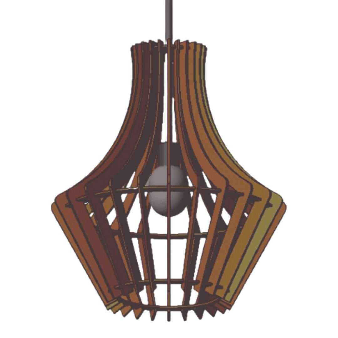 Luminária Teto tipo Pendente BAROLO MDF - Completa - Cor: Marrom - 1