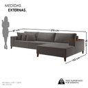 Ver imagem 4 de Sofá com Chaise 4 Lugares Veludo Cinza Escuro Grécia Amsterdã 270cm Yescasa