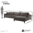 Ver imagem 4 de Sofá com Chaise 4 Lugares Veludo Cinza Escuro Grécia Amsterdã 270cm Yescasa