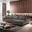 Ver imagem 1 de Sofá com Chaise 4 Lugares Veludo Cinza Escuro Grécia Amsterdã 270cm Yescasa