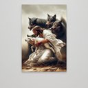 Ver mais imagens de Quadro Decorativo Jesus Protegendo o Cordeiro Dos Lobos Sala Quarto Casa Escritório