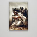 Ver imagem 6 de Quadro Decorativo Jesus Protegendo o Cordeiro Dos Lobos Sala Quarto Casa Escritório