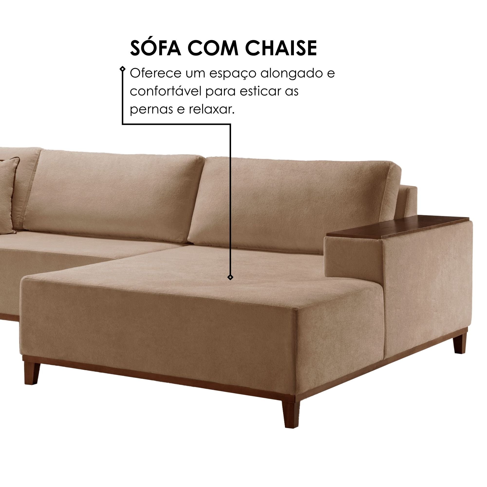 Sofá Grécia 4 lugares com Chaise Linho 2,90M - 5