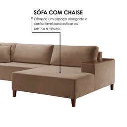Sofá Grécia 4 lugares com Chaise Linho 2,90M - 5