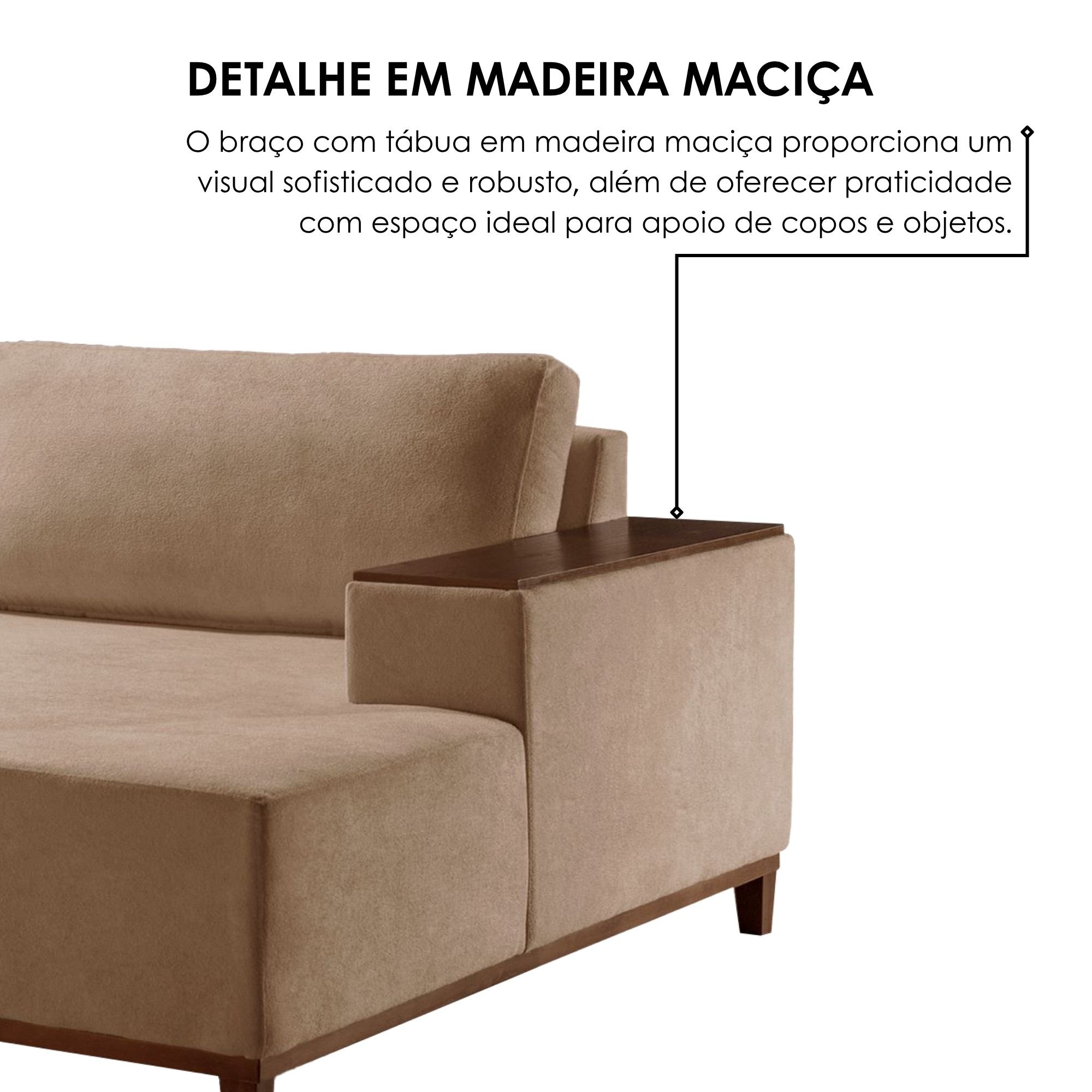 Sofá Grécia 4 lugares com Chaise Linho 2,90M - 8