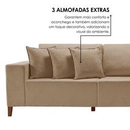 Sofá Grécia 4 lugares com Chaise Linho 2,90M - 6