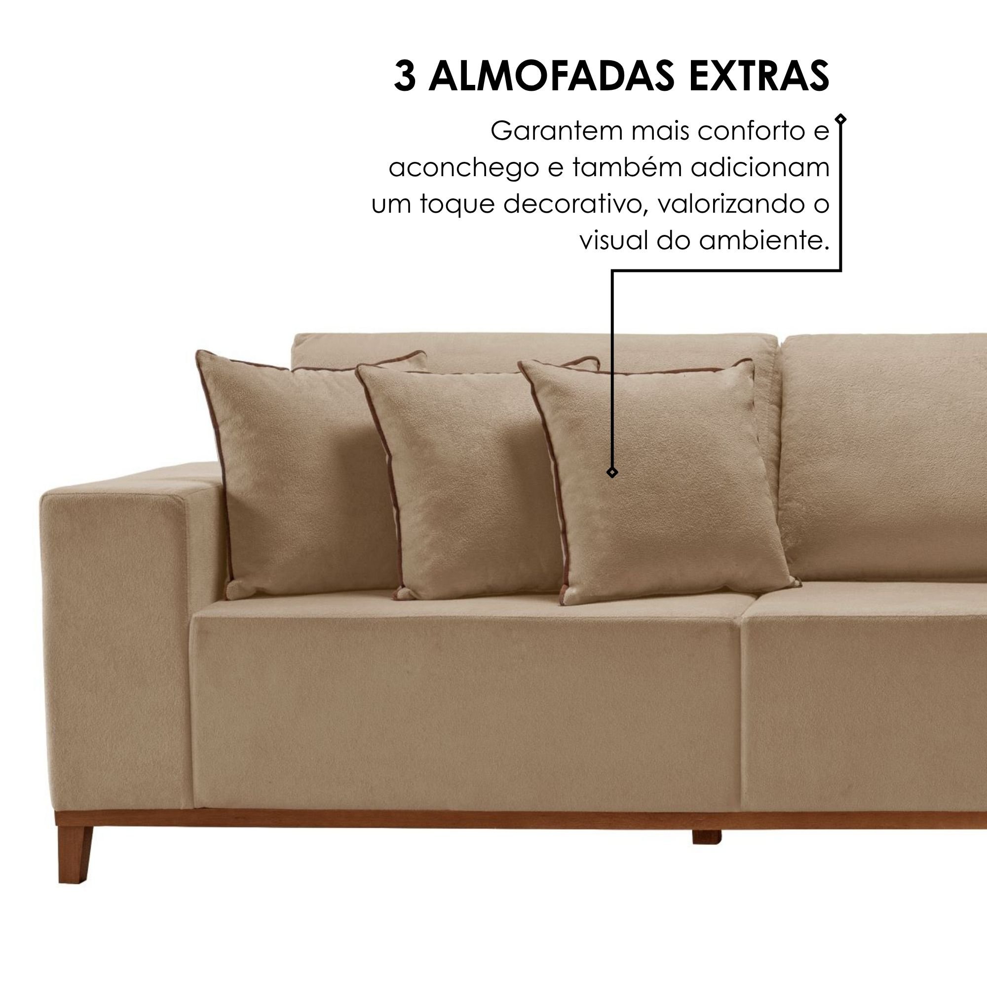 Sofá Grécia 4 lugares com Chaise Linho 2,90M - 6