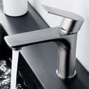 Ver imagem 2 de Torneira Luxo Inox Lavatório Bancada Baixa Monocomando Escovada Inox Cromada