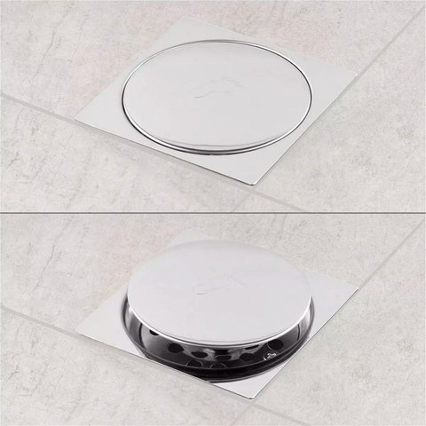 Ralo Click 15x15 Cm Inox Ideal para Uso em Boxes e Chuveiros em Geral Cromada