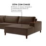 Sofá Grécia 4 lugares com Chaise Veludo 2,90M - 5