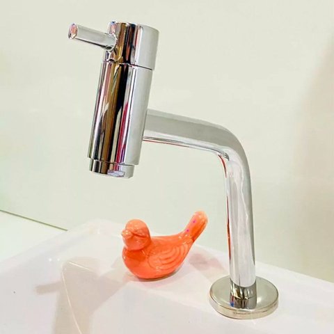 Torneira Inox Link Bancada Bica Baixa Inox Grascan Cinza/Cromado