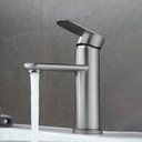 Ver imagem 1 de Torneira Luxo Inox Lavatório Bancada Baixa Monocomando Escovado Inox Cinza Grascan