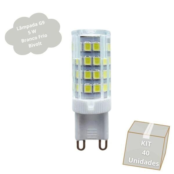 Kit 40 Lâmpadas De Led G9 5W Branco Frio (6000K) - 6