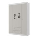 Ver imagem 2 de Guarda-roupa Infantil 122cm com Vidro 4 Portas e 2 Gavetas Pirulito Multimóveis Mp4468 Branco/off