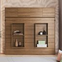 Ver imagem 2 de Cama Casal Articulada 195,6cm com Armário 4 Portas e Nichos Cor:mel