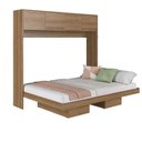 Ver imagem 3 de Cama Casal Articulada 195,6cm com Armário 4 Portas e Nichos Cor:mel
