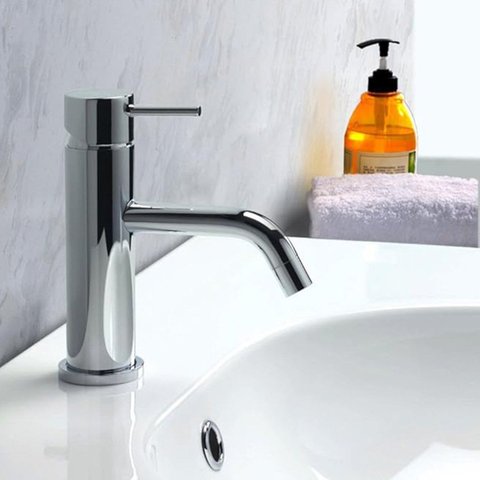 Torneira Inox Lavatório Bancada Baixa Monocomando Inox Grascan Cinza/Cromado