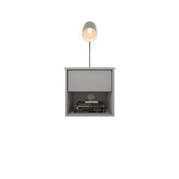 Mesa de Cabeceira Suspensa com 1 Gaveta e 1 Nicho 100% Mdf Plancasa:cinza Cristal - 1