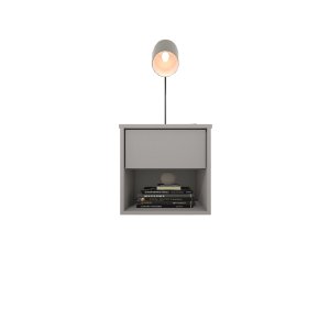 Mesa de Cabeceira Suspensa com 1 Gaveta e 1 Nicho 100% Mdf Plancasa:cinza Cristal