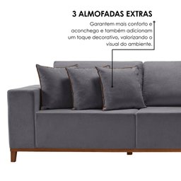 Sofá Grécia 4 lugares com Chaise Veludo 2,90M - 6