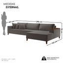 Ver imagem 4 de Sofá com Chaise 4 Lugares Veludo Cinza Grécia 290cm Yescasa