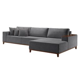 Sofá Grécia 4 lugares com Chaise Veludo 2,90M - 3