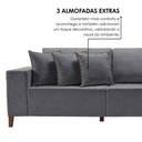 Ver imagem 6 de Sofá com Chaise 4 Lugares Veludo Cinza Grécia 290cm Yescasa