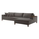 Ver imagem 3 de Sofá com Chaise 4 Lugares Veludo Cinza Grécia 290cm Yescasa