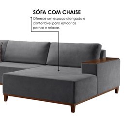 Sofá Grécia 4 lugares com Chaise Veludo 2,90M - 5