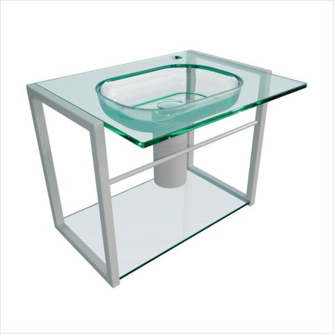 Lavabo para Banheiro Alumi 58,5cm x 40cm x 38,5cm Cinza/Silver