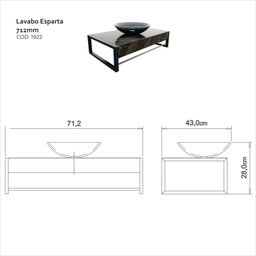 Lavabo em Porcelanato Esparta 71,2cm X 28,0cm X 43,0cm - 2
