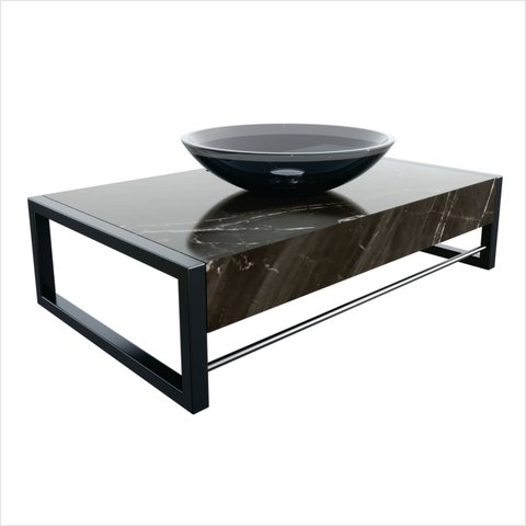 Lavabo em Porcelanato Esparta 71,2cm x 28,0cm x 43,0cm Preto/Nero