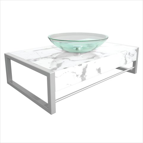 Lavabo em Porcelanato Argos 71,2cm x 28cm x 43,0cm Branco/Le Blanc