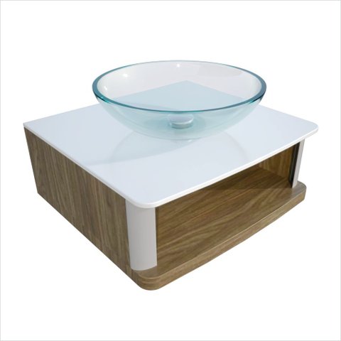 Lavabo para Banheiro Cris Wood 50,5cm x 47,0cm x 31,1cm Branco/Branco, Amadeirada