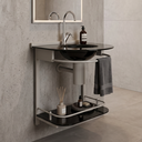 Ver imagem 1 de Lavabo para Banheiro Cris Mold 50,5cm x 65,5cm x 46,0cm Preto/Champagne