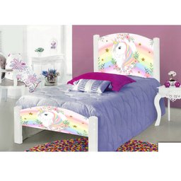 Cama Infantil Solteiro Adesivada o Unicónio - 1