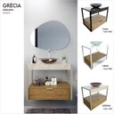 Ver imagem 6 de Gabinete Galatas em Porcelanato 71,2cm x 68,0cm x 43,0cm Bege/Amendoeira, Marmo, Cristal Bronze
