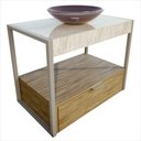 Ver imagem 1 de Gabinete Galatas em Porcelanato 71,2cm x 68,0cm x 43,0cm Bege/Amendoeira, Marmo, Cristal Bronze