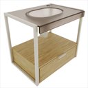 Ver imagem 1 de Gabinete Roma Incolor Jateado 58,7cm x 52,8cm x 42,8cm Prata/Amendoeira