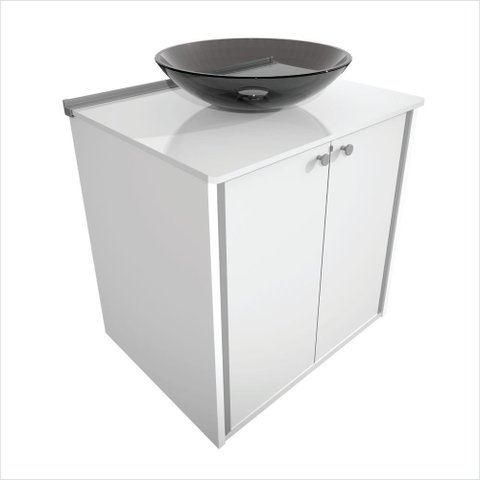 Gabinete Versalhes 62,5 cm X 67,0cm x 40,0cm Branco/Fumê