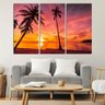 Quadro Decorativo - 3 Telas - Nascer do Sol a Beira Mar - 180x120 - 3