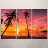 Quadro Decorativo - 3 Telas - Nascer do Sol a Beira Mar - 180x120 - 2