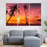 Quadro Decorativo - 3 Telas - Nascer do Sol a Beira Mar - 180x120 - 1