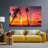 Quadro Decorativo - 3 Telas - Nascer do Sol a Beira Mar - 180x120 - 5