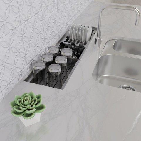 Canal Organizador Escorredor em Aço Inox 60cm Super Ghelplus