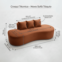 Ver imagem 2 de Sofá Tóquio Puff Orgânico Suede 200cm com 3 Almofadas Design Curvo Luxo para Sala e Recepção:Terraco