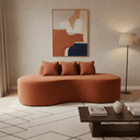 Ver imagem 3 de Sofá Tóquio Puff Orgânico Suede 200cm com 3 Almofadas Design Curvo Luxo para Sala e Recepção:Terraco