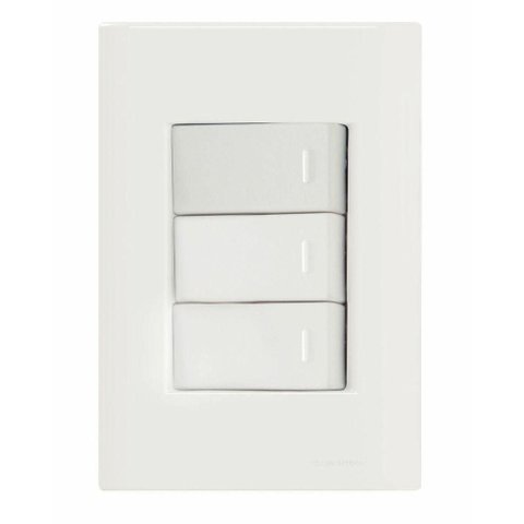Conjunto 4x2 com 3 Interruptores Simples 10 a 250 V Tramontina Giz Branco